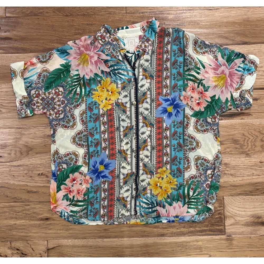 Johnny Was clover Button Down Shirt Women's Medium